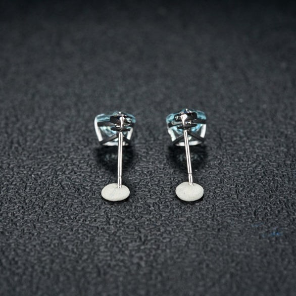 14k Gold 3.66 Ct Natural Aquamarine & Sapphire Earrings - 5