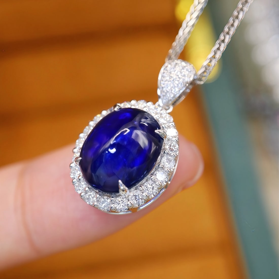 14k Gold 5.13 Ctw Natural Sapphire & Diamond Pendant( Without Chain ) - 3