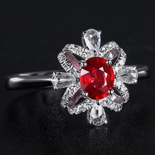 14k Gold 0.80 Ctw Natural Ruby & Diamond Ring - 3
