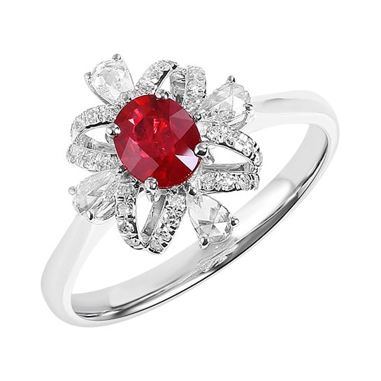 14k Gold 0.80 Ctw Natural Ruby & Diamond Ring - 5