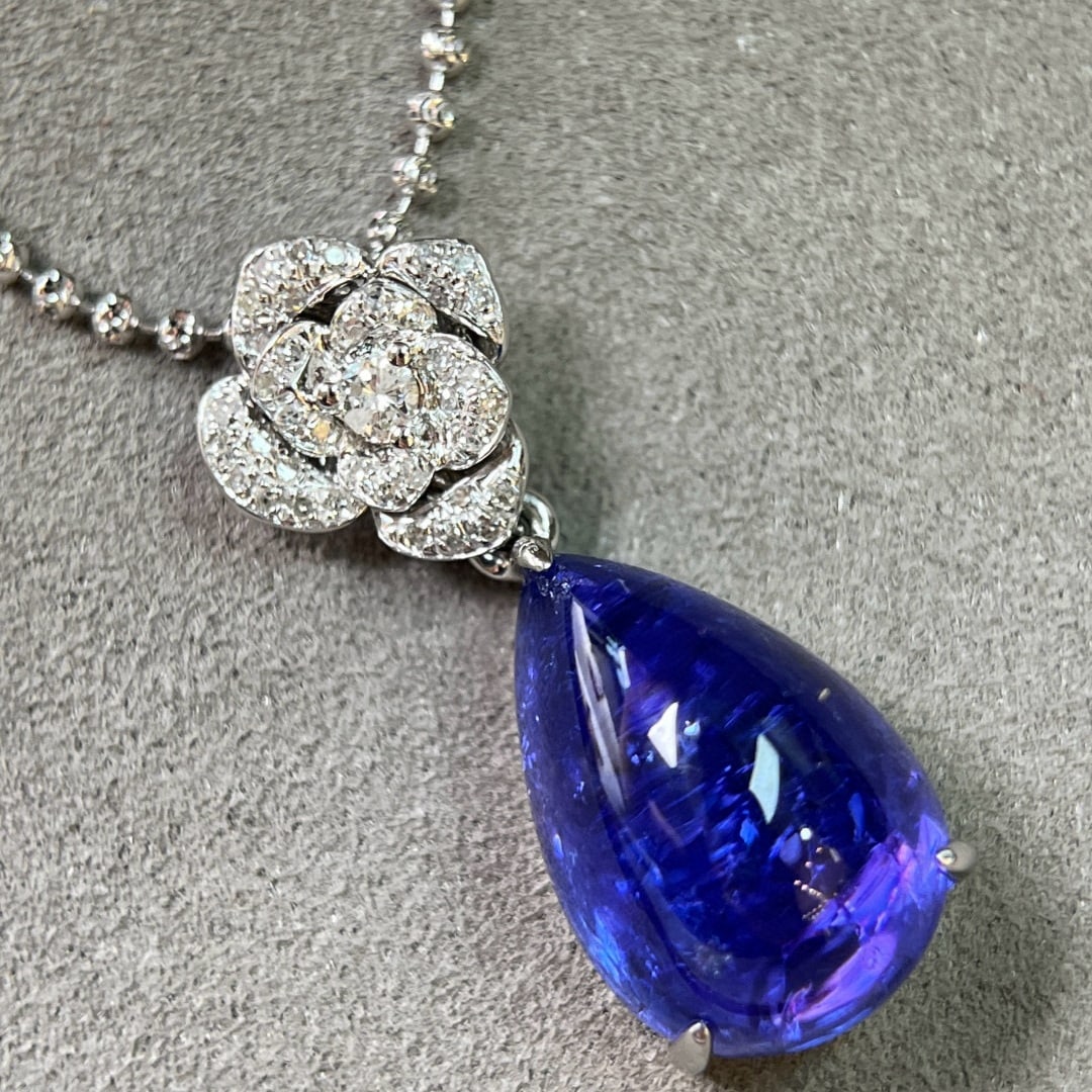 14k Gold 11.61 Ctw Natural Tanzanite & Diamond Pendant( Without Chain ) - 6
