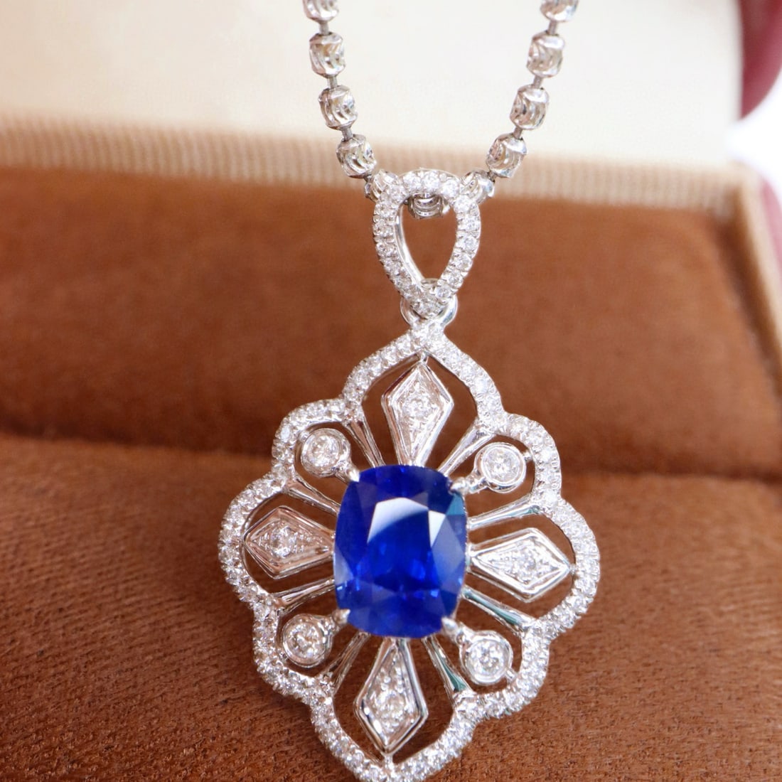 14k Gold 2.08 Ctw Natural Sapphire & Diamond Pendant( Without Chain ) (1 of 7)