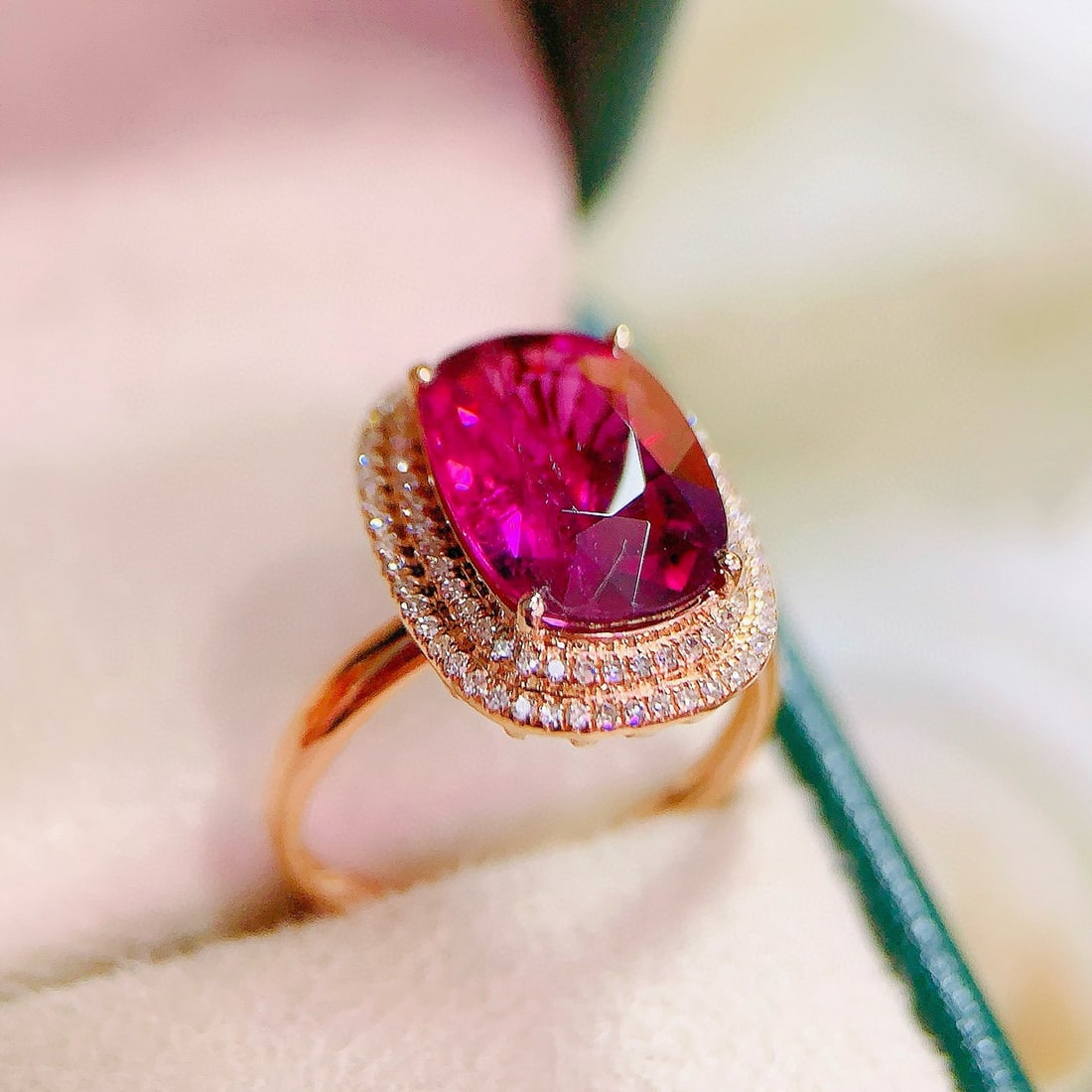 14k Gold 4.58 Ctw Natural Tourmaline & Diamond Ring - 2