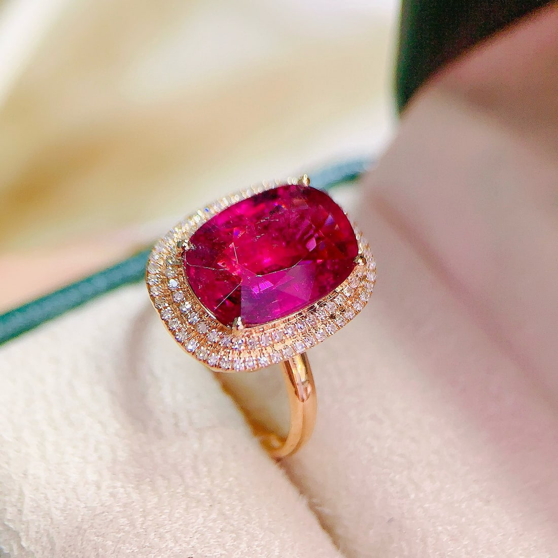 14k Gold 4.58 Ctw Natural Tourmaline & Diamond Ring - 3