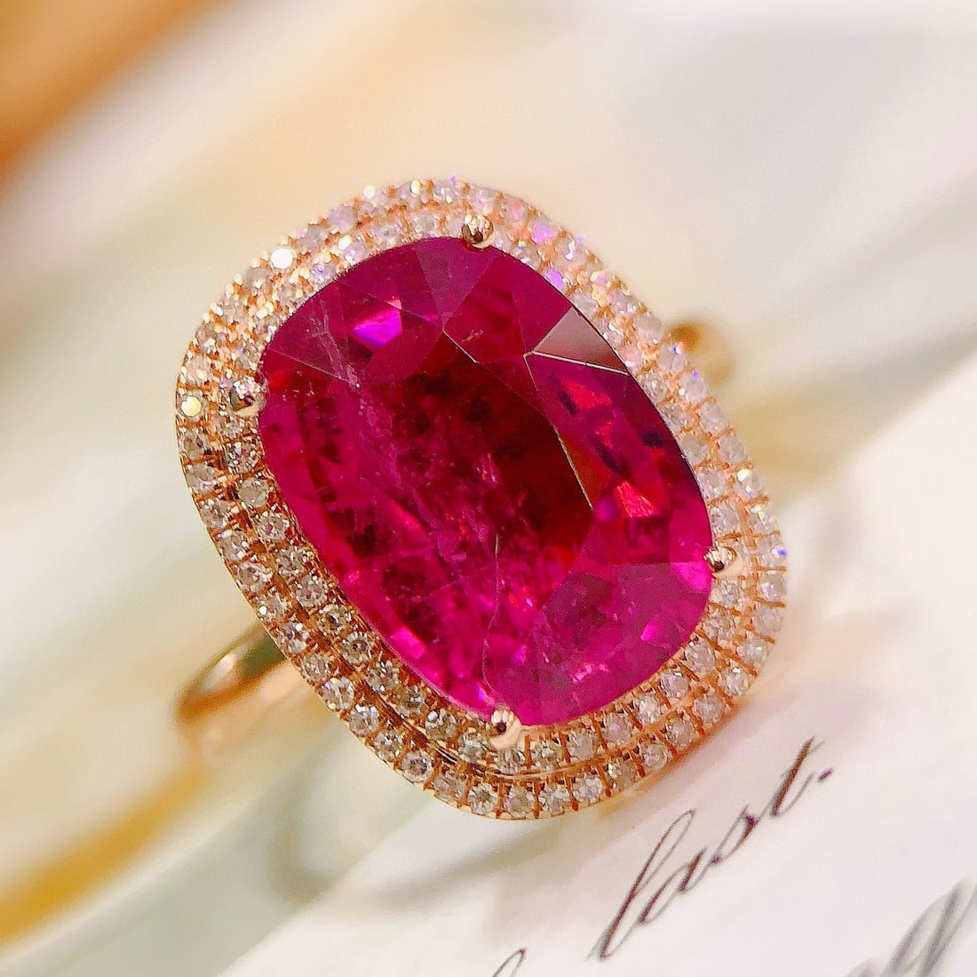 14k Gold 4.58 Ctw Natural Tourmaline & Diamond Ring - 5