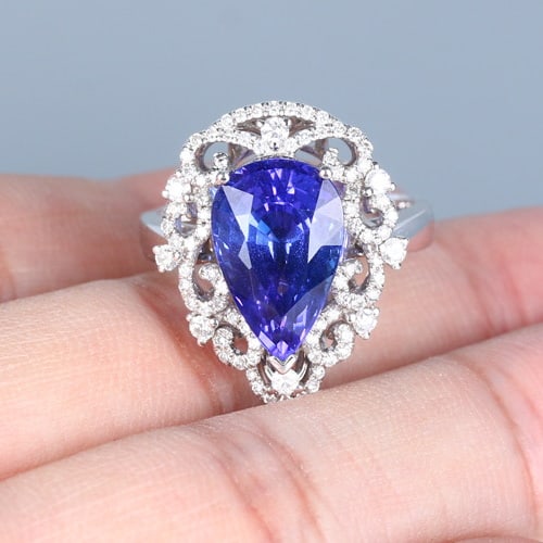 14k Gold 7.06 Ctw Natural Tanzanite & Diamond Ring/pendant( Without Chain ) - 8