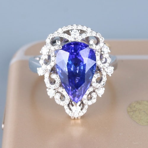 14k Gold 7.06 Ctw Natural Tanzanite & Diamond Ring/pendant( Without Chain ) - 9