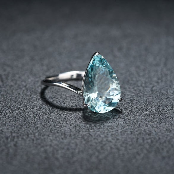 14k Gold 4.49 Ct Natural Aquamarine Ring - 2
