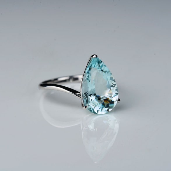 14k Gold 4.49 Ct Natural Aquamarine Ring - 8