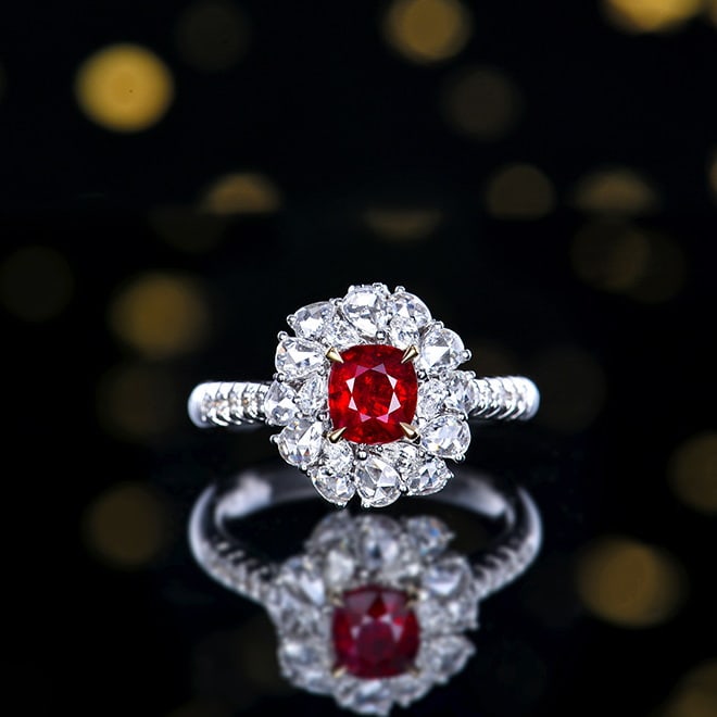 14k Gold 1.93 Ctw Natural Ruby & Diamond Ring/pendant( Without Chain ): Ref:231064025 // gold content:14k gold // ring size:7. 25us // // main gemstone:ruby // shape:cushion // carat weight:1. 09ct // color:pigeonblood red // treatment:natural // // adjacent gemstone