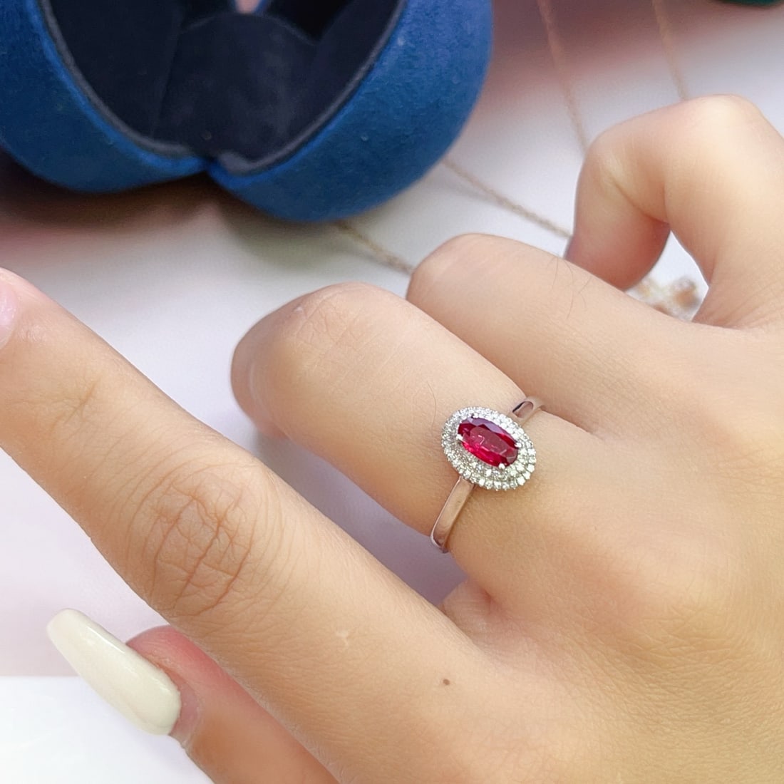 14k Gold 0.60 Ct Natural Ruby & Diamond Ring - 6