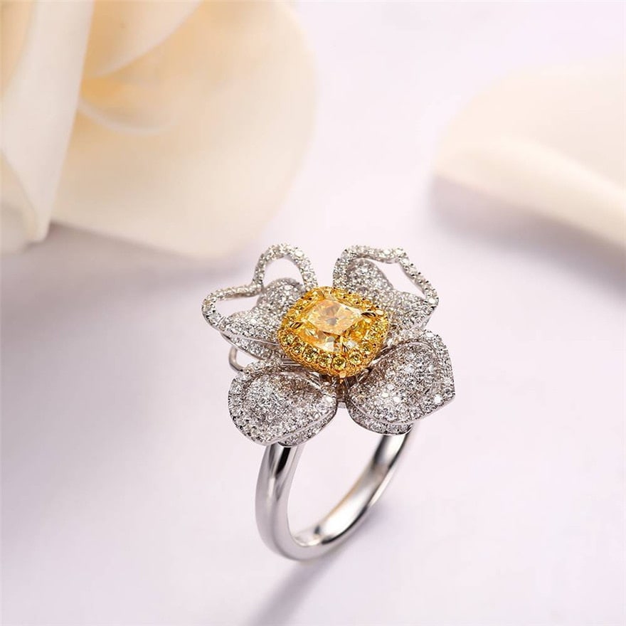 Gia Certified 14k Gold 1 Ct Natural Yellow Diamond & Diamond Ring/pendant( Without Chain ): Ref:231064052 // gold content:14k gold // ring size:7. 25us // // main gemstone:yellow diamond // certified:gia // shape:cushion // carat weight:1ct // clarity grade:si1 // color:yellow //