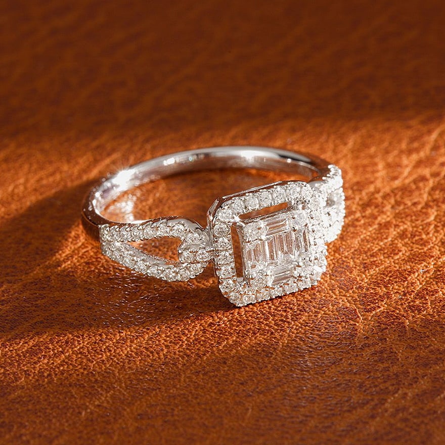 14k Gold 0.38 Ct Natural H Diamond Ring - 2