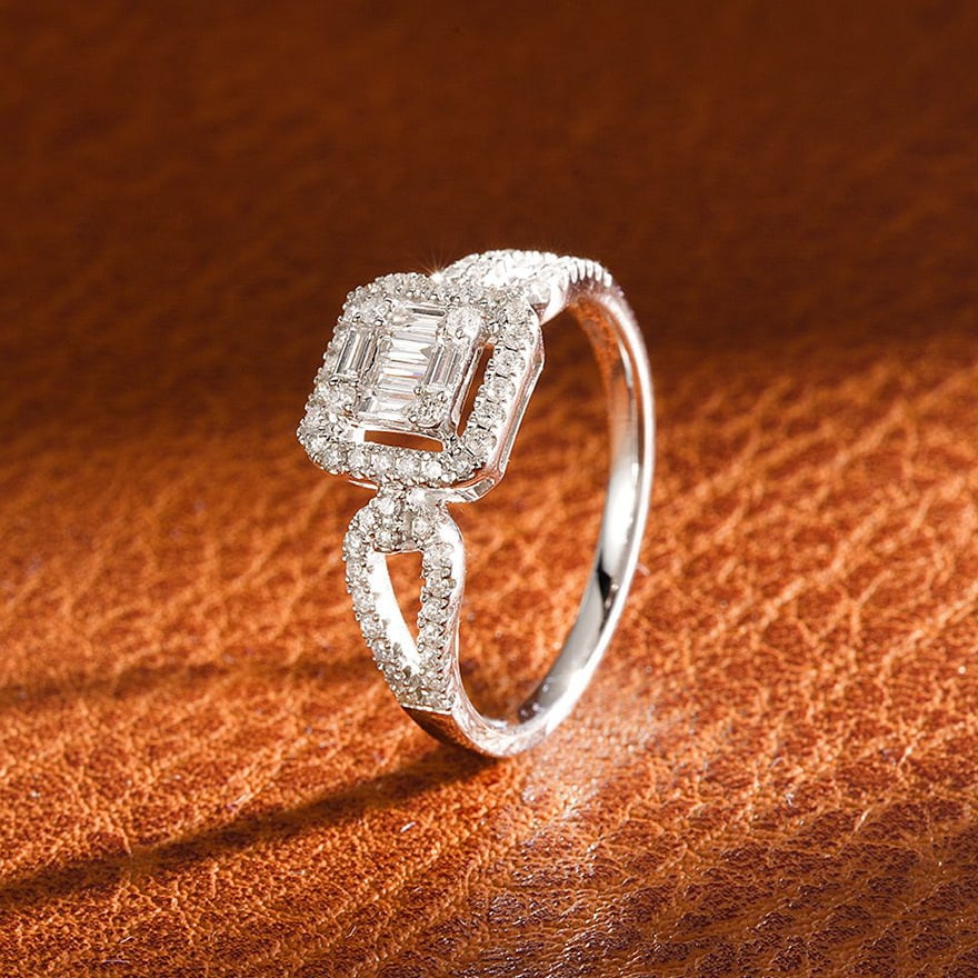 14k Gold 0.38 Ct Natural H Diamond Ring - 3