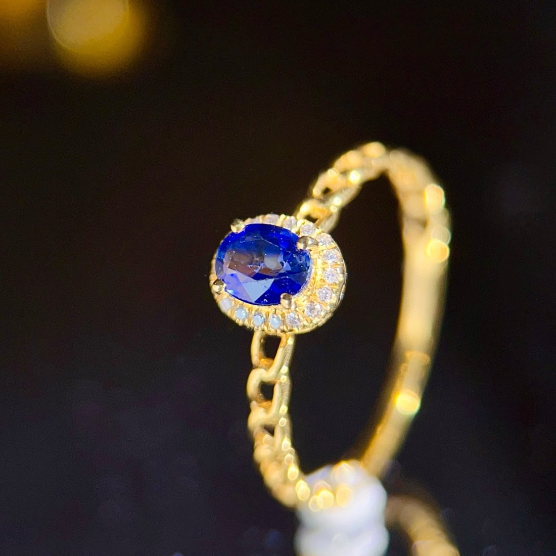 14k Gold 0.65 Ct Natural Sapphire & Diamond Ring - 5