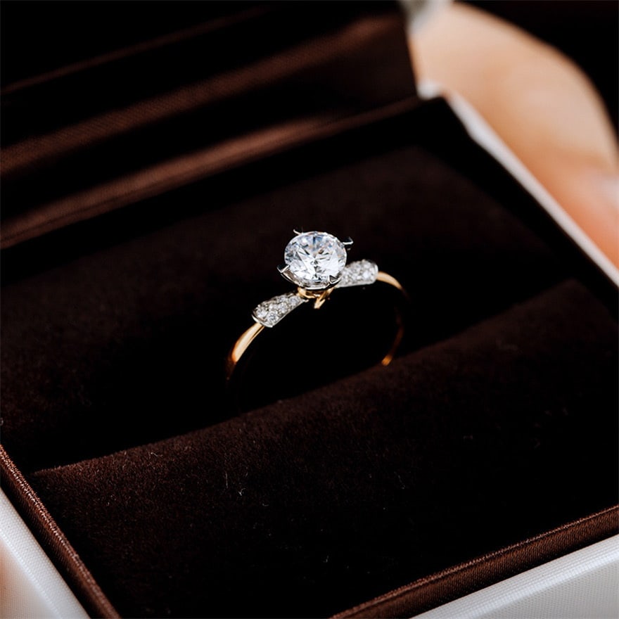 Gia Certified 14k Gold 0.50 Ct Natural E Vs2 3ex Round Diamond Ring - 7