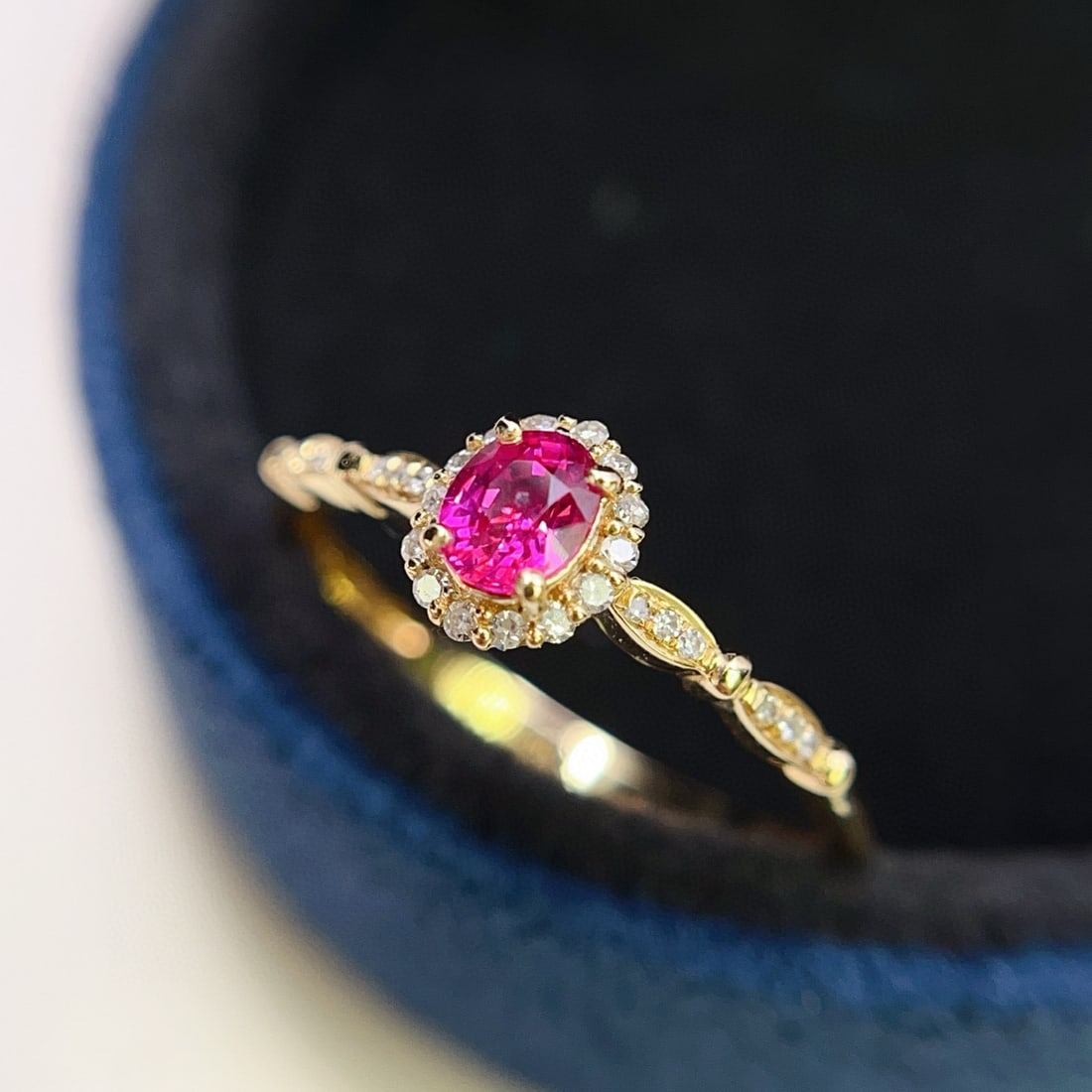 14k Gold 0.48 Ct Natural Ruby & Diamond Ring - 2