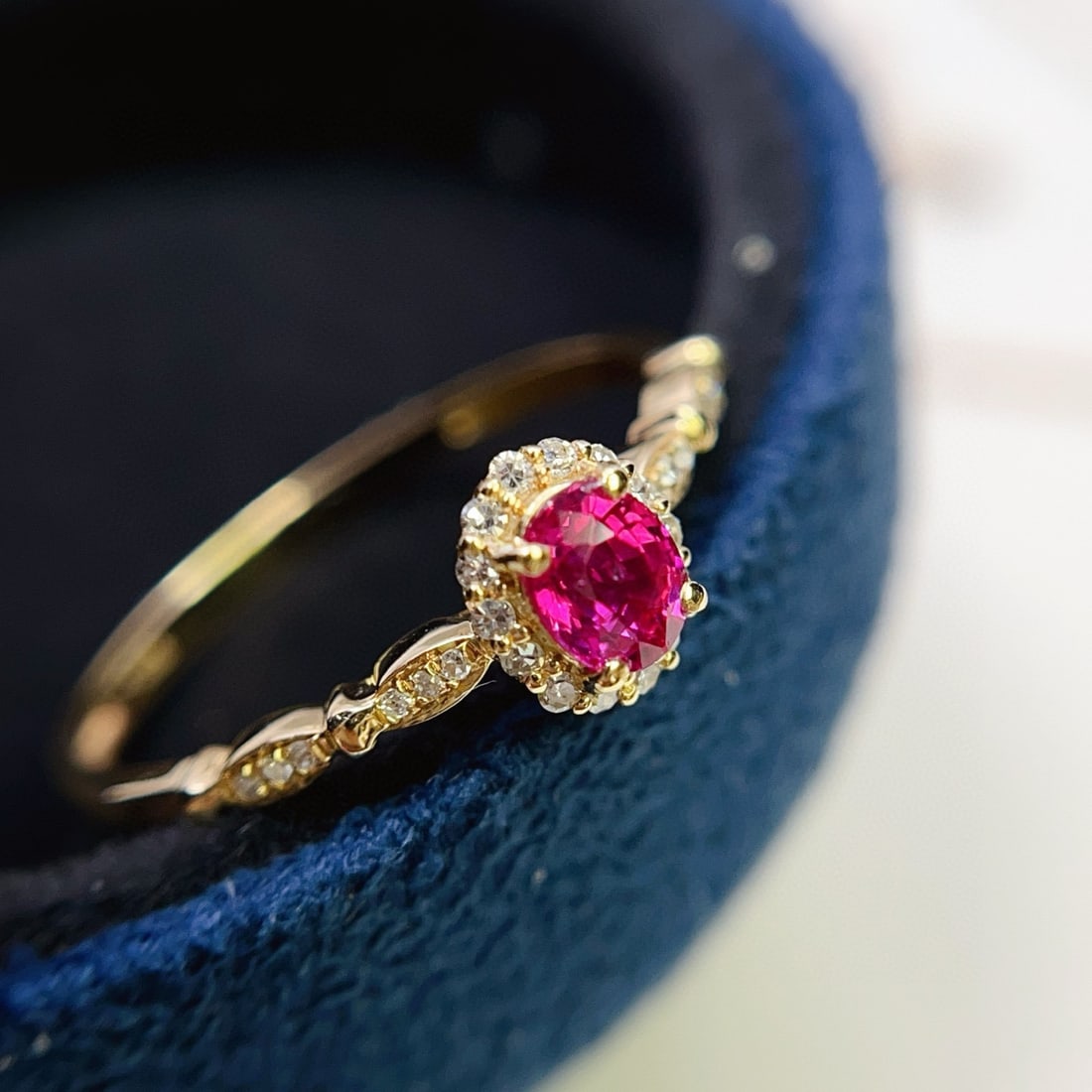 14k Gold 0.48 Ct Natural Ruby & Diamond Ring - 4