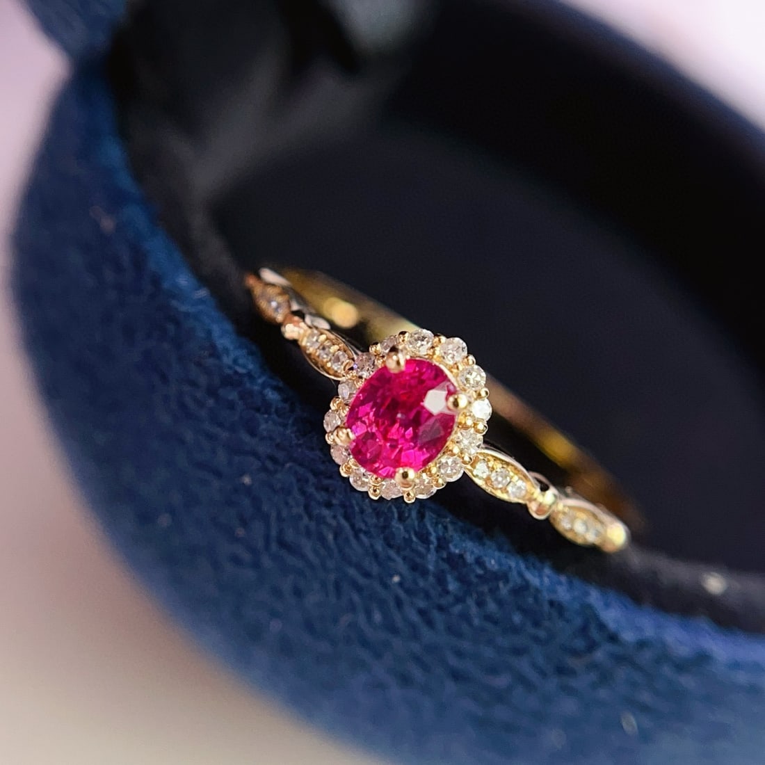 14k Gold 0.48 Ct Natural Ruby & Diamond Ring - 5