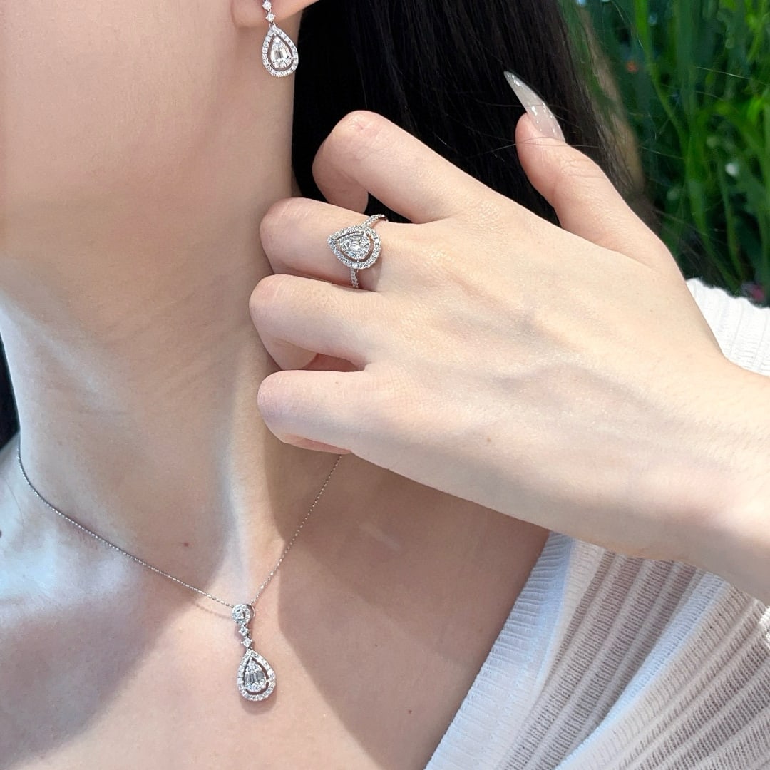 14k Gold 1.80 Ct Natural H Diamond Jewelry Set - 4