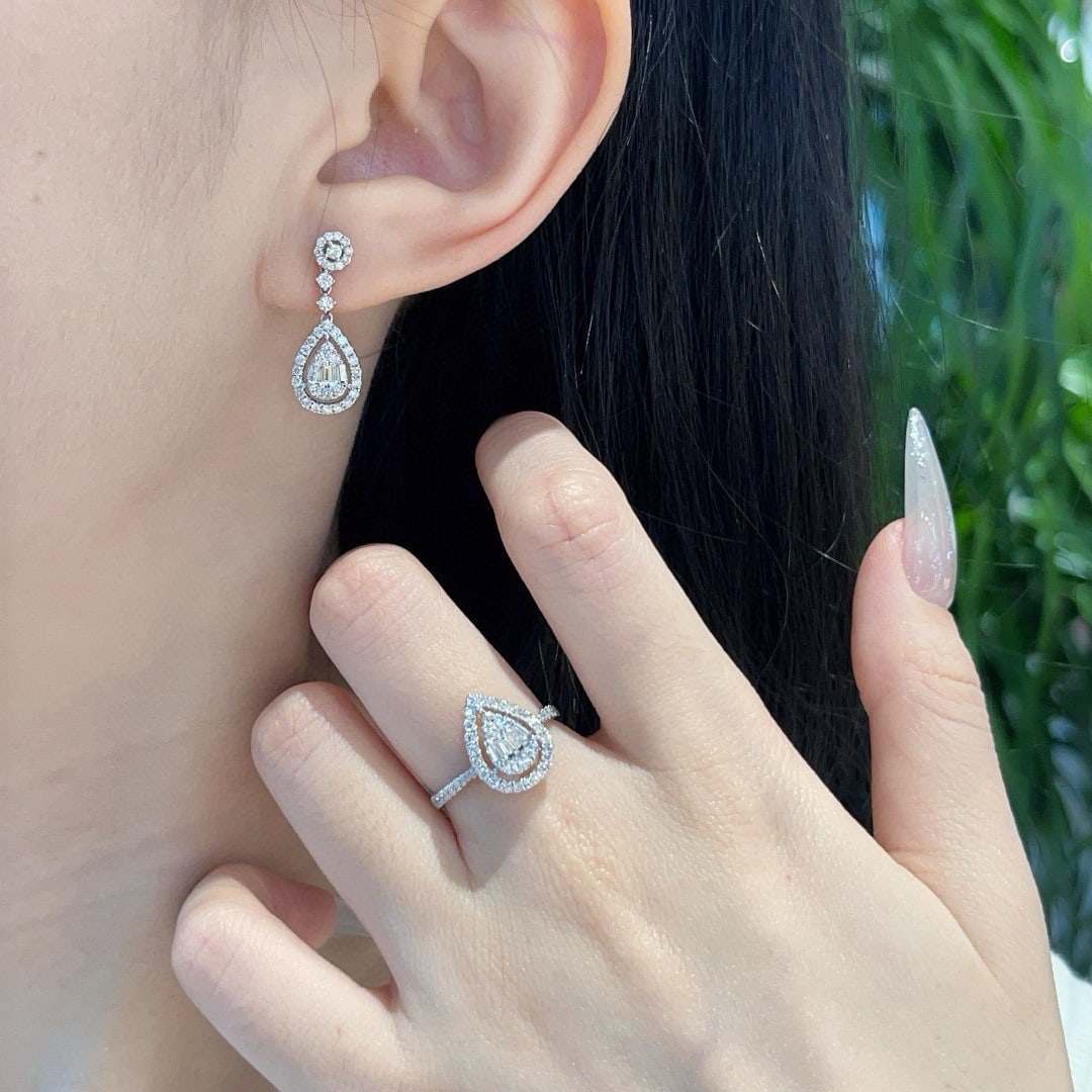 14k Gold 1.80 Ct Natural H Diamond Jewelry Set - 7