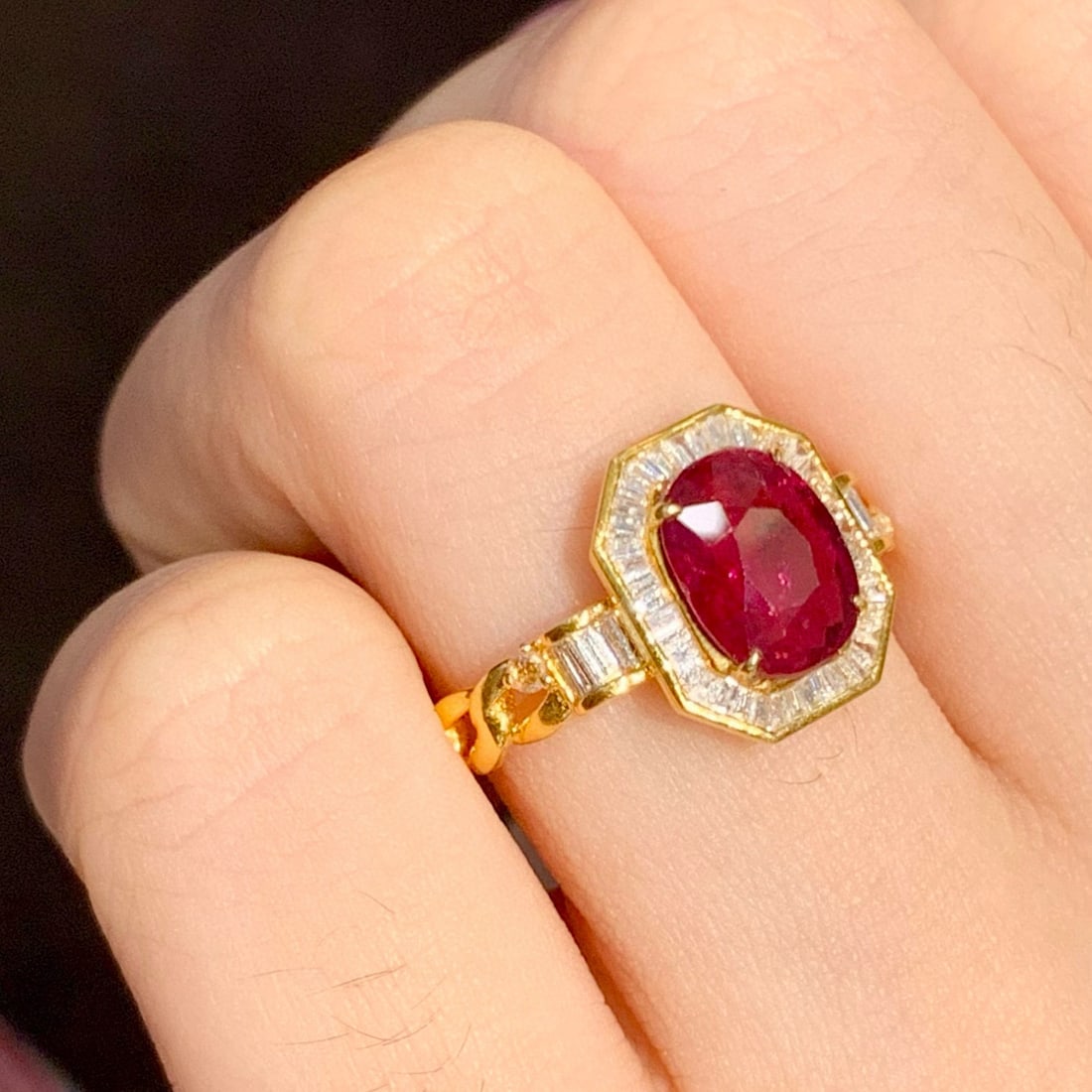 14k Gold 2.2 Ct Natural Ruby & Diamond Ring - 5