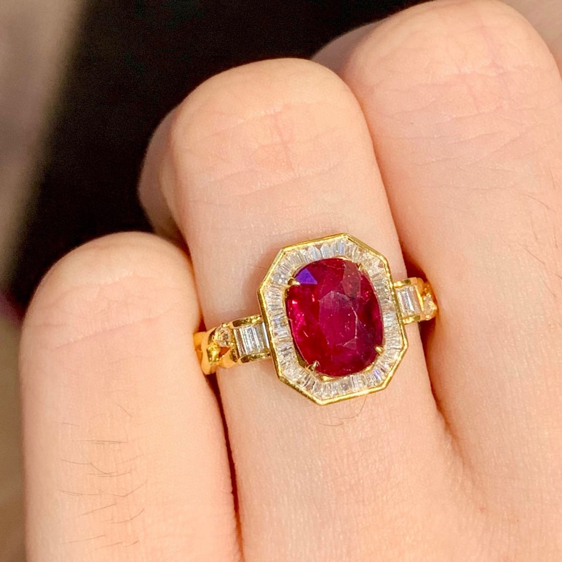 14k Gold 2.2 Ct Natural Ruby & Diamond Ring - 6