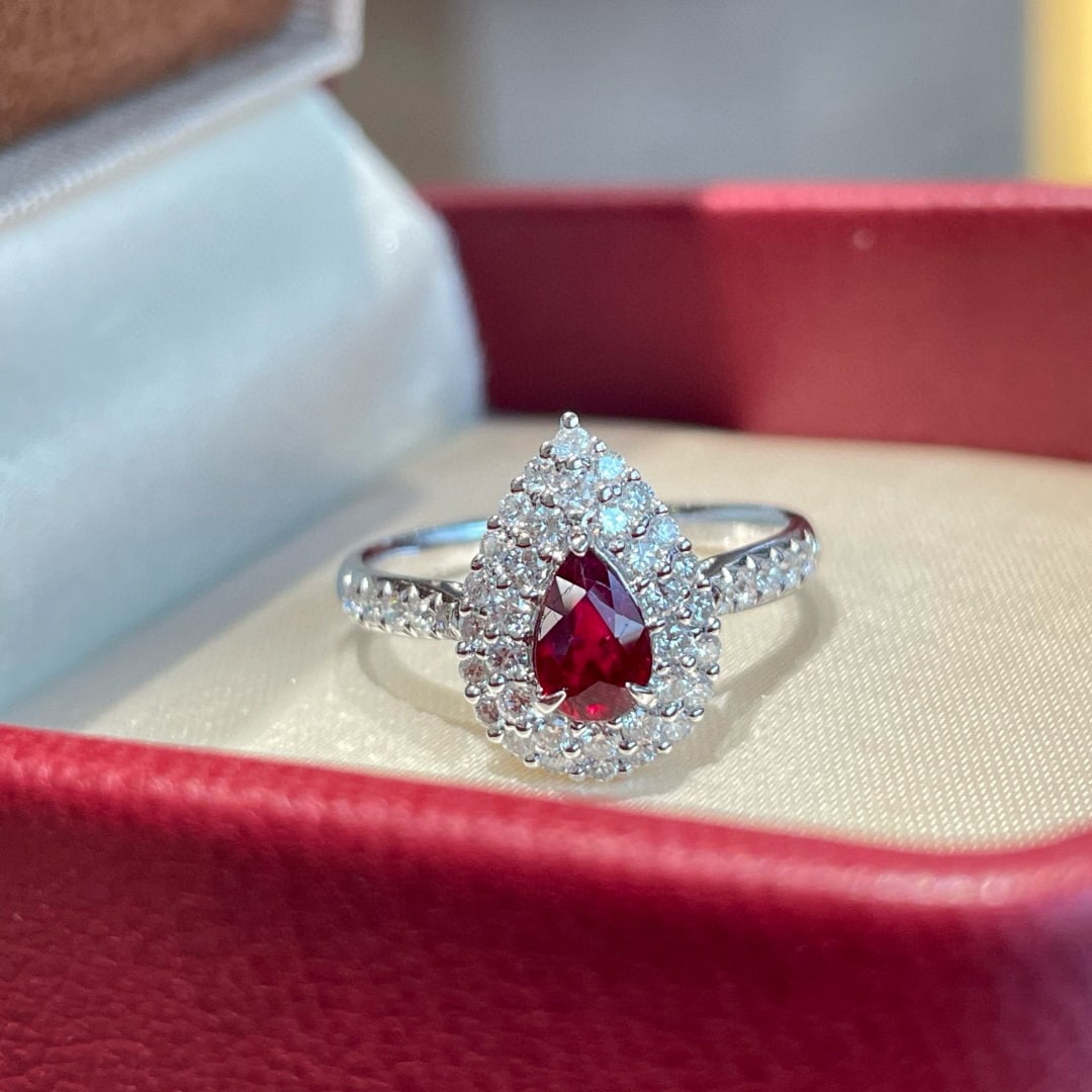 14k Gold 0.60 Ct Natural Ruby & Diamond Ring - 4