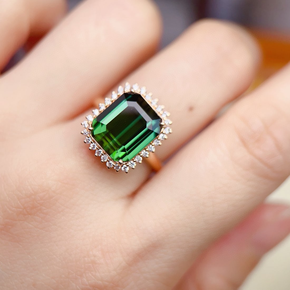 14k Gold 5.35 Ctw Natural Tourmaline & Diamond Ring - 6