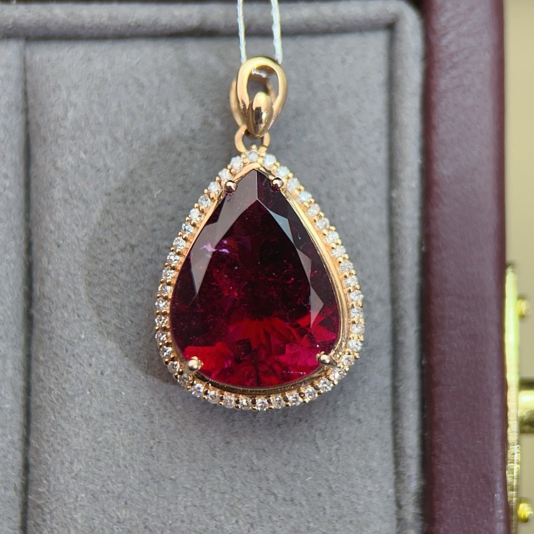 14k Gold 6.06 Ctw Natural Tourmaline & Diamond Pendant( Without Chain ) - 2