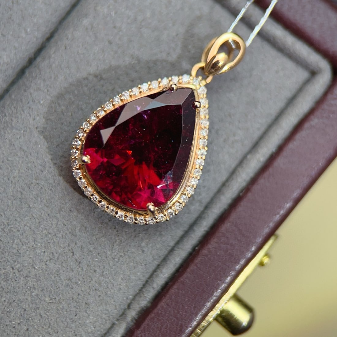 14k Gold 6.06 Ctw Natural Tourmaline & Diamond Pendant( Without Chain ) - 3