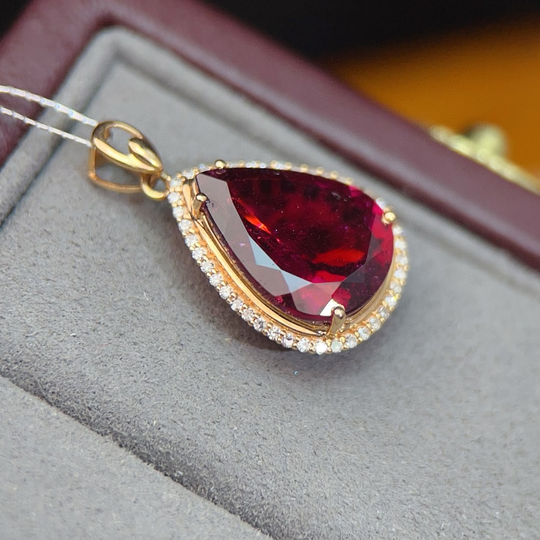 14k Gold 6.06 Ctw Natural Tourmaline & Diamond Pendant( Without Chain ) - 4