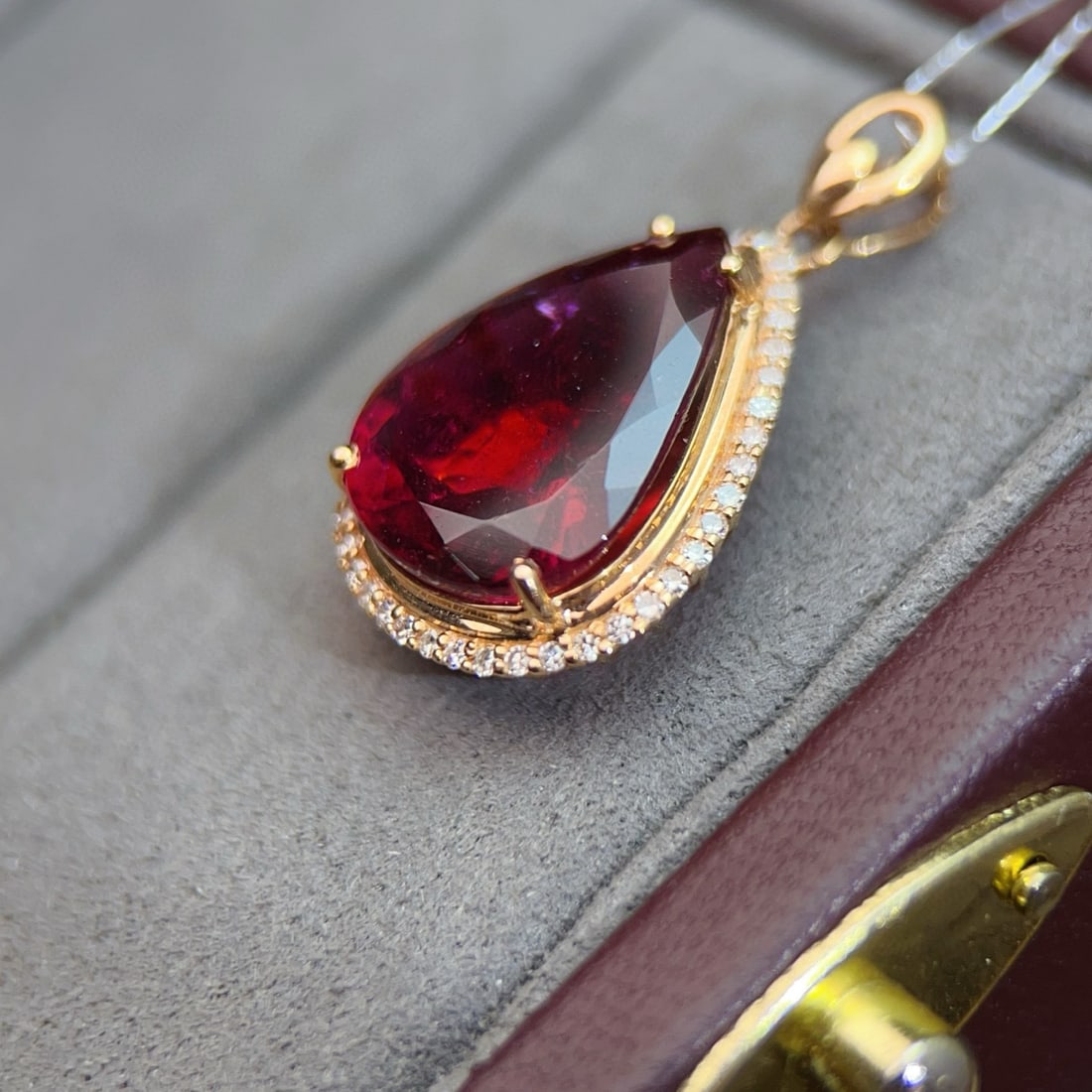 14k Gold 6.06 Ctw Natural Tourmaline & Diamond Pendant( Without Chain ) - 5