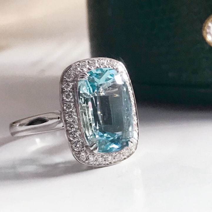 14k Gold 4.09 Ctw Natural Aquamarine & Diamond Ring/pendant( Without Chain ) - 6