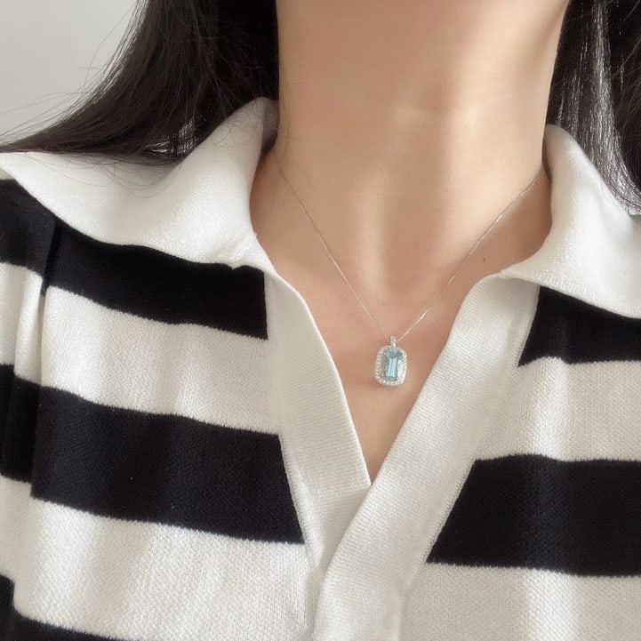 14k Gold 4.09 Ctw Natural Aquamarine & Diamond Ring/pendant( Without Chain ) - 8