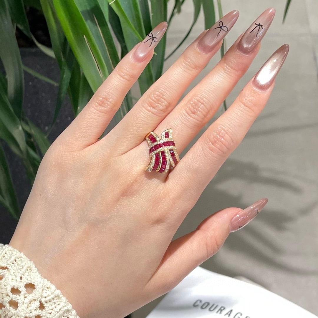 14k Gold 2 Ct Natural Ruby & Diamond Ring - 6