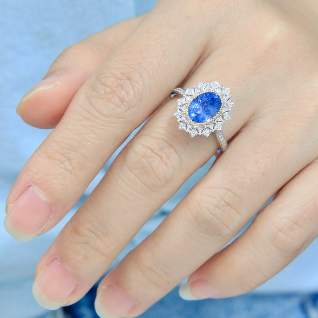 14k Gold 3.00 Ctw Natural Sapphire & Diamond Ring/pendant( Without Chain ) - 8