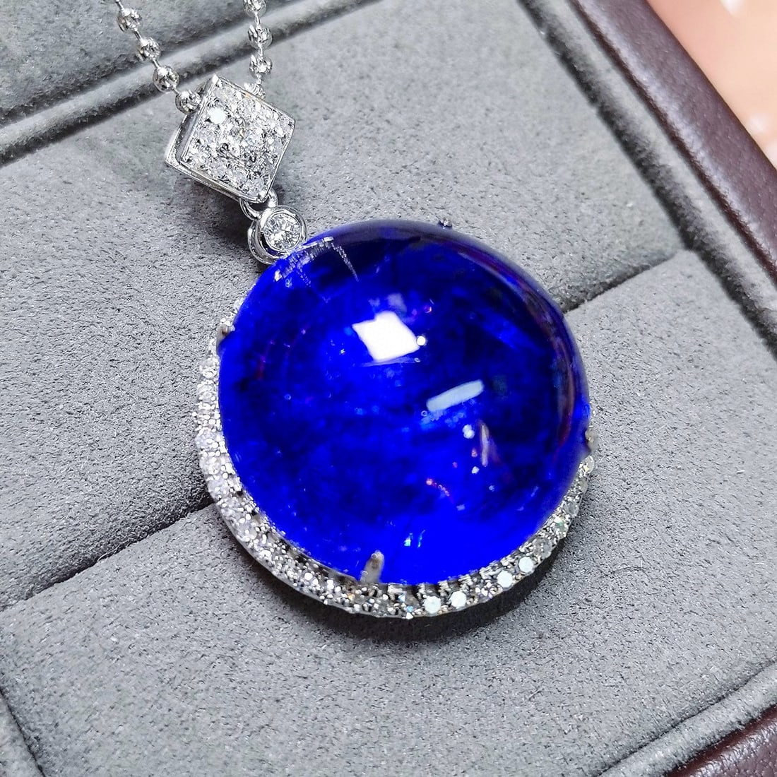 14k Gold 50.76 Ctw Natural Tanzanite & Diamond Pendant( Without Chain ) - 3