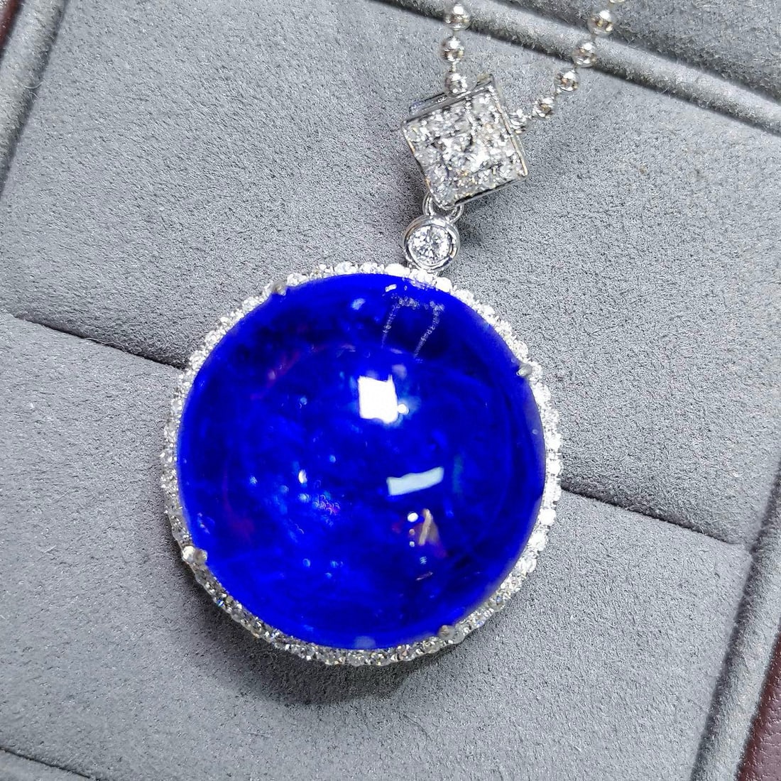 14k Gold 50.76 Ctw Natural Tanzanite & Diamond Pendant( Without Chain ) - 4