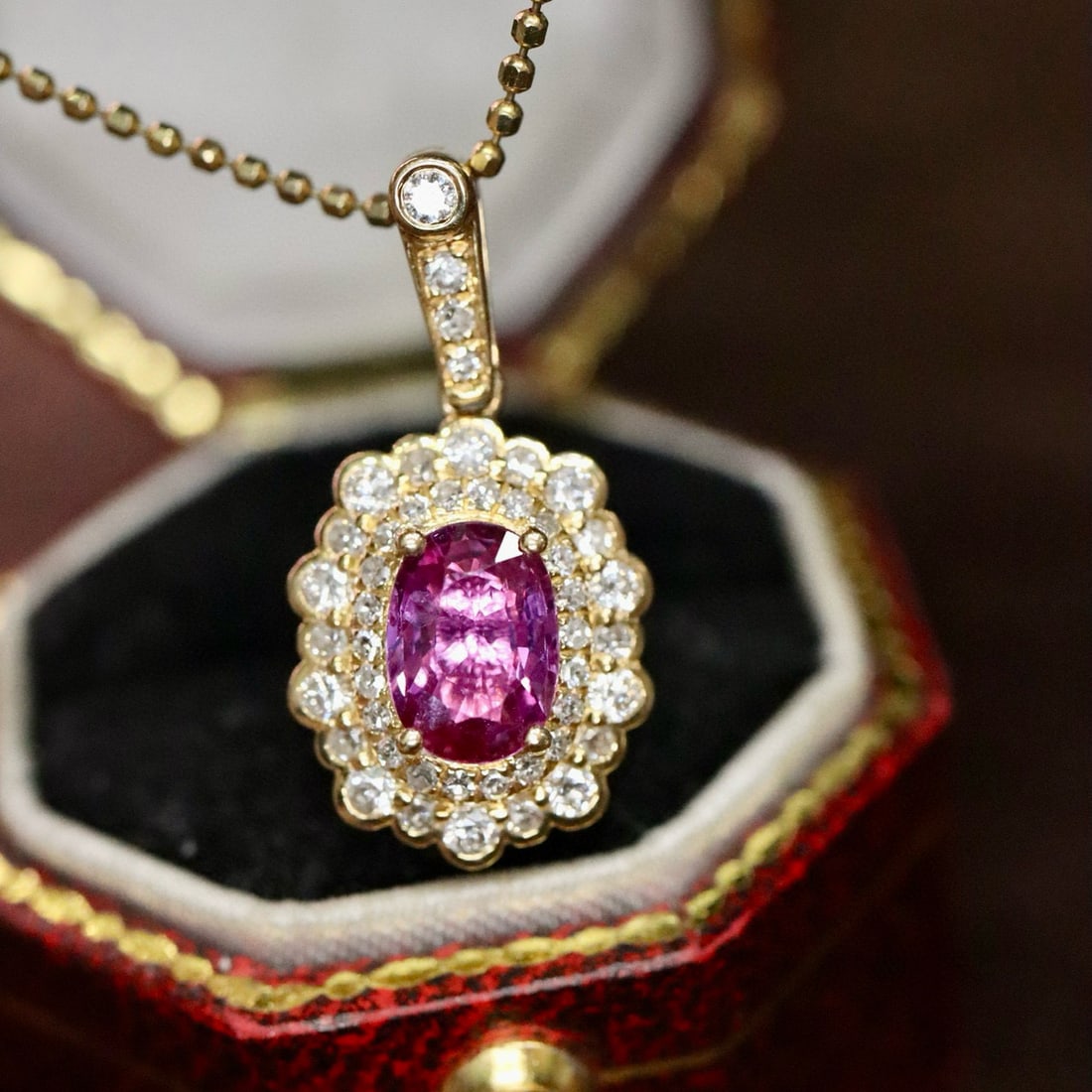 14k Gold 0.92 Ctw Natural Ruby & Diamond Pendant( Without Chain ): Ref:231064349 // gold content:14k gold // main gemstone:ruby // shape:oval // carat weight:0. 68ct // color:red // treatment:natural // // adjacent gemstone 2 : diamond // shape:round // carat weight: