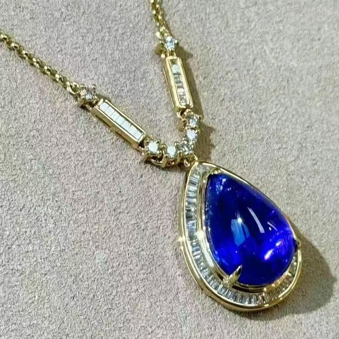 14k Gold 8.14 Ctw Natural Tanzanite & Diamond Necklace - 3