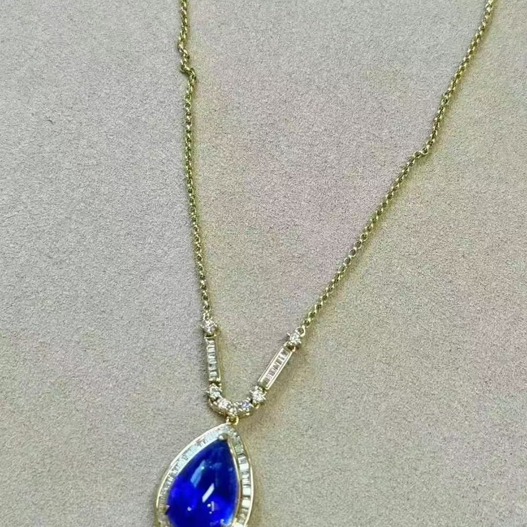 14k Gold 8.14 Ctw Natural Tanzanite & Diamond Necklace - 5