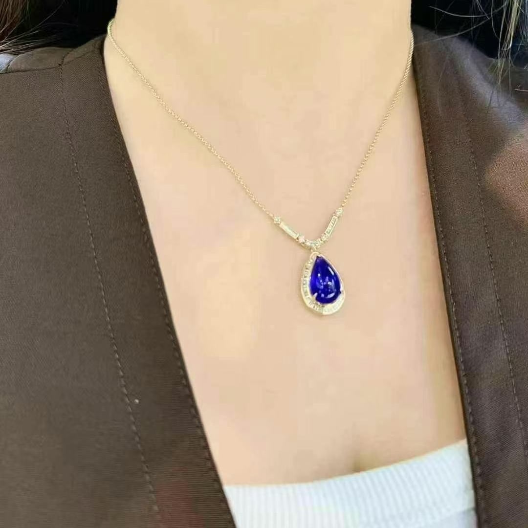 14k Gold 8.14 Ctw Natural Tanzanite & Diamond Necklace - 6