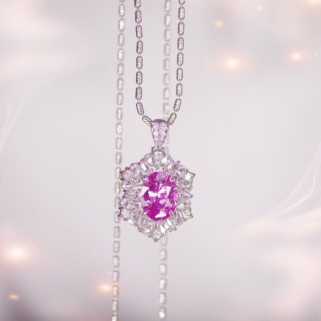 14k Gold 2.80 Ctw Natural Sapphire & Diamond Ring/pendant( Without Chain ): Ref:231064436 // gold content:14k gold // ring size:7. 25us // // main gemstone:sapphire // shape:oval // carat weight:1. 82ct // color:pink // treatment:natural // // adjacent gemstone 2 :