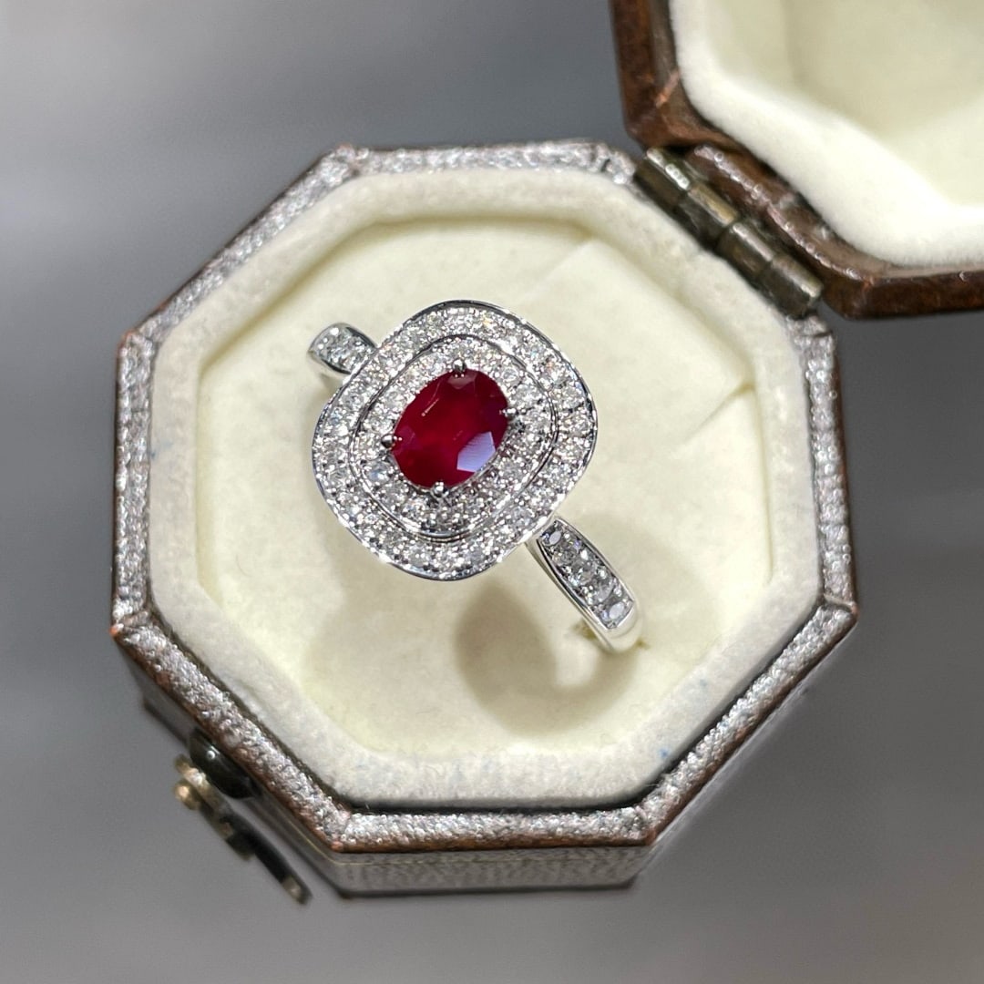 14k Gold 0.45 Ct Natural Ruby & Diamond Ring - 3