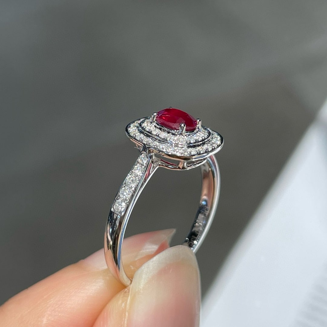 14k Gold 0.45 Ct Natural Ruby & Diamond Ring - 4