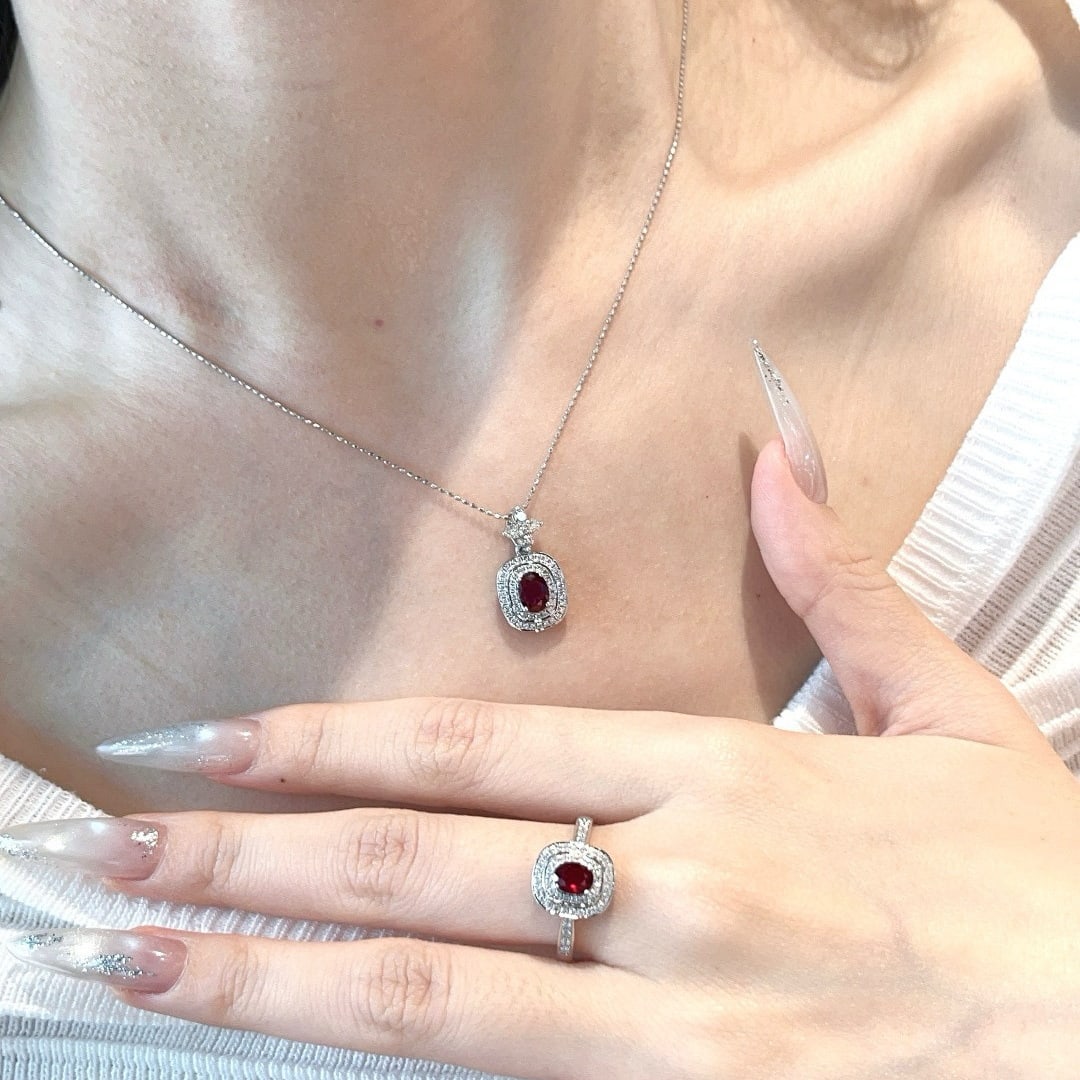 14k Gold 0.45 Ct Natural Ruby & Diamond Ring - 5