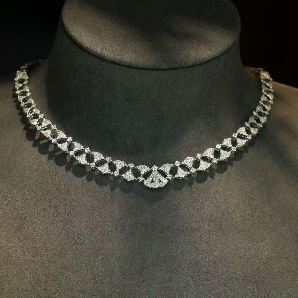 14k Gold 3.71 Ct Natural H Diamond Necklace: Ref:231065037 // gold content:14k gold // main gemstone:diamond // shape:multiple // carat weight:3. 71ct // clarity grade:vs-si // color:h // treatment:natural // Condition: New Low Estimate: 24000.