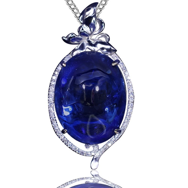 14k Gold 16.53 Ctw Natural Tanzanite & Diamond Pendant( Without Chain ) - 2