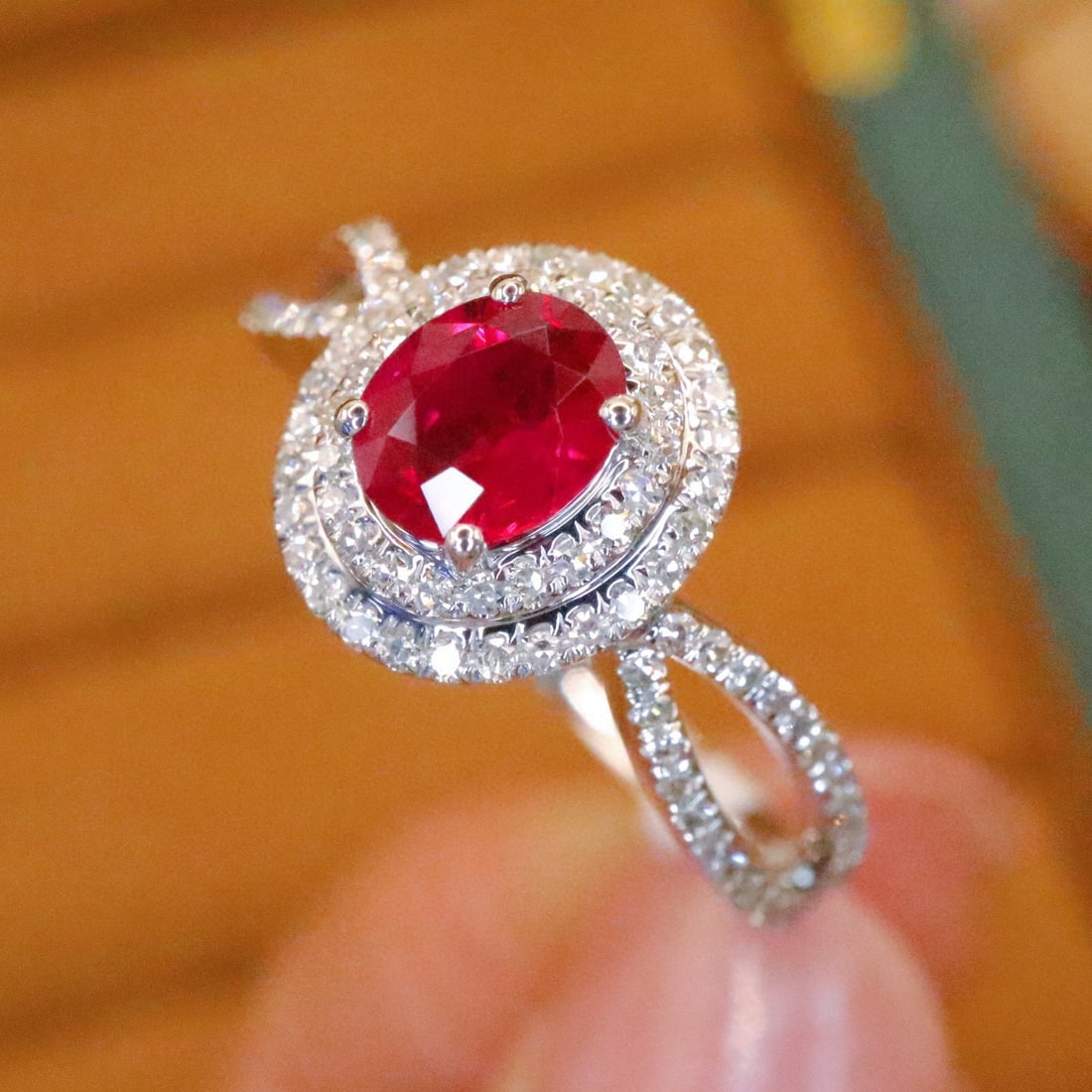 14k Gold 0.84 Ctw Natural Ruby & Diamond Ring - 2